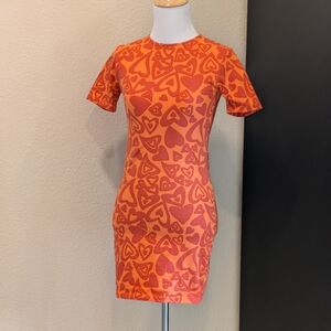 Motel Retro Heart Bodycon Dress — XS — NWT